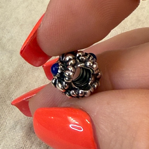 Retired Pandora Birthday Blooms September Sapphire Birthstone Charm - Picture 3 of 5